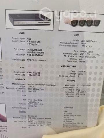 Kit 4 cámaras con DVR nuevo sin uso