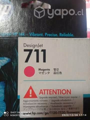 Tintas HP 711 colores originales de 29ml