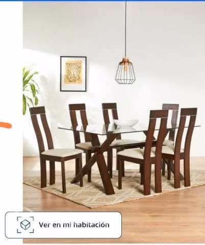 Comedor mesa vidrio con 6 sillas