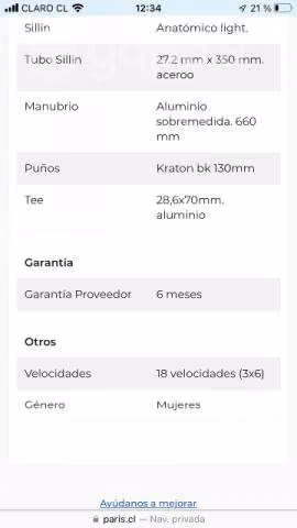 Bicicleta MTB Oxford Mujer Aro 27.5