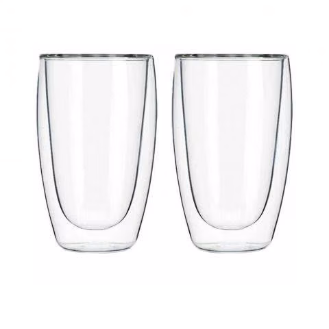Set 2 Mug Glasso Vasos Doble Pared Vidrio 473 ML