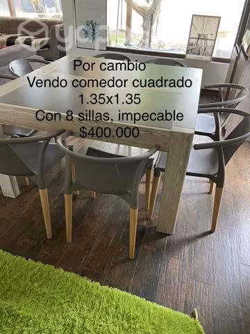 Comedor cuadrado de 8 sillas