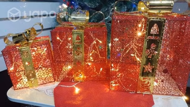 Pack de 3 cajas de regalo navideña con luces led
