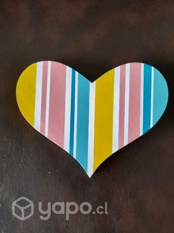 Corazon de madera set de 3 adornos pintados a mano - Imagen 2