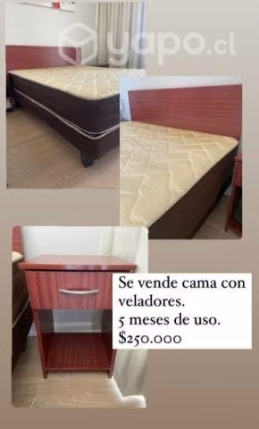 Cama dos plazas + respaldo + veladores