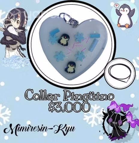 Collar Pingüino con diseño de corazón de Resina