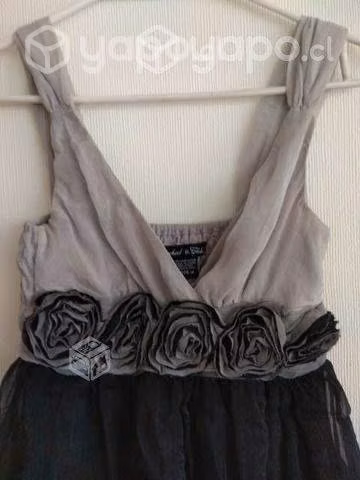 Vestido de Fiesta Negro con Gris Talla M
