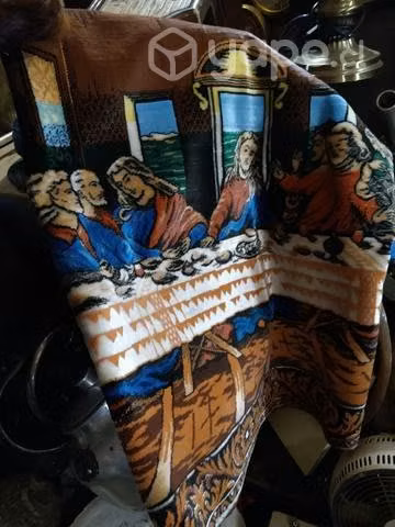 Antiguo gobelino tamaño grande de la santa cena - Imagen 2