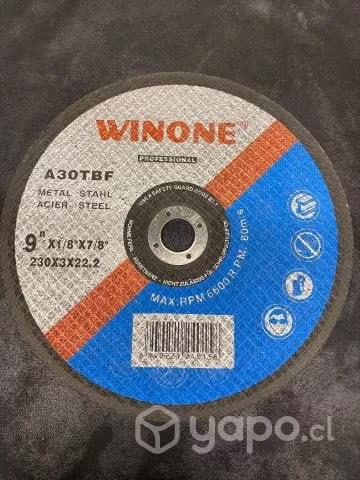 Discos de corte metal 9 230X3X22.2. Por Mayor