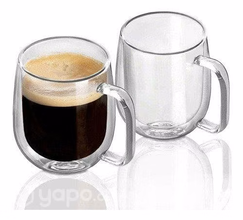 Pack 4 Tazas Doble Pared Vidrio 250ml Cafe Te Capu - Imagen 4