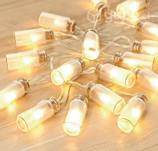 Guirnalda botellas 10 led- 2 m a pilas cálida