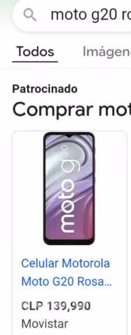 Motorola g 20 rosado sin detalles