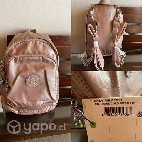 Mochila Delia Compact Rose Gold Metallic Kipling