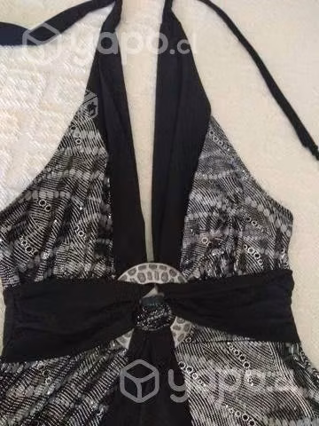 Vestido de Fiesta Negro con Plateado EEUU Talla M - Imagen 2