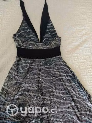 Vestido de Fiesta Negro con Plateado EEUU Talla M - Imagen 4
