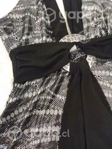 Vestido de Fiesta Negro con Plateado EEUU Talla M - Imagen 3