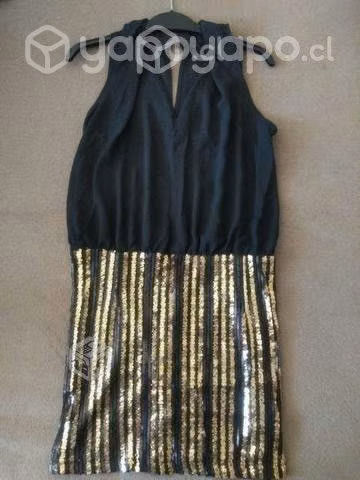 Vestido de Fiesta Negro con Dorado Talla M