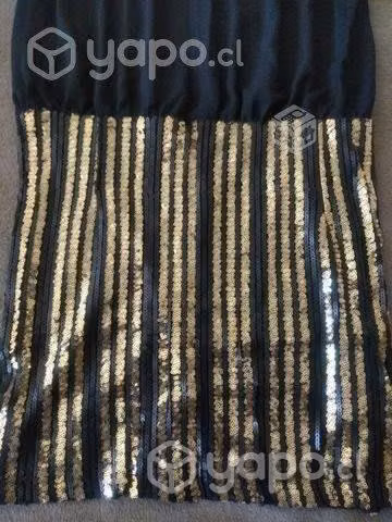 Vestido de Fiesta Negro con Dorado Talla M
