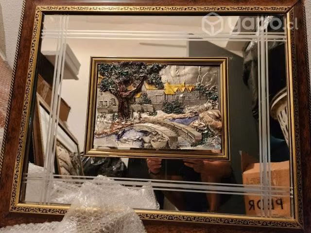 Cuadros con espejos biselados y bordes de madera - Imagen 2