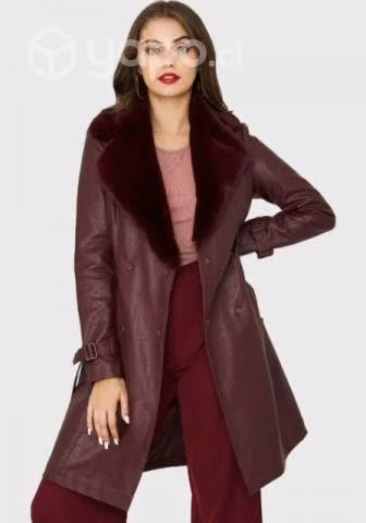 Chaqueta Midi Ecocuero Burdeo Nicopoly