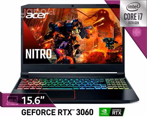 Acer nitro 5 i7 con gtx3060 y 16gb de ram