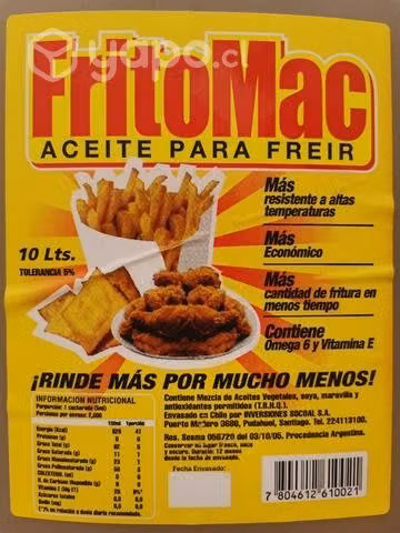 Caja de Aceite fritomac 20L