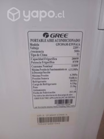 Aire Acondicionado GREE Portátil 9000 BTU