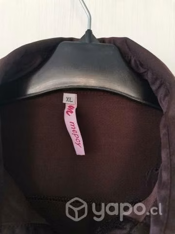 Bluson satin café moro, talla XL - Imagen 2