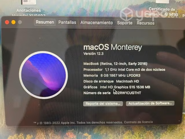Macbook Retina 12 pulg - 2016 / SSD 256 8GB