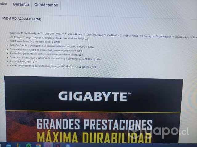 Placa madre Gygabyte M/B AMD A320M-H (AM4)