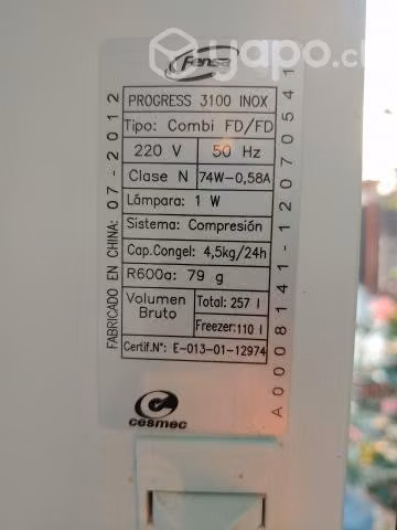 Refrigerador Fenza 257lt detalle