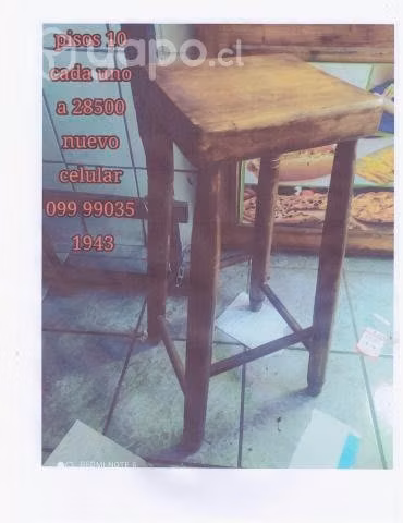 Taburete 4 patas madera nuevo