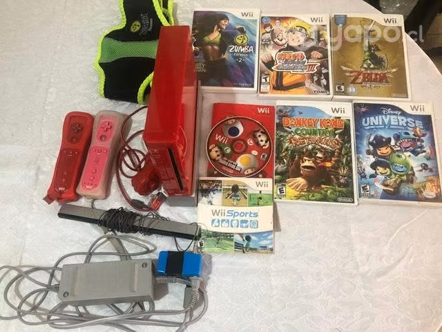 Nintendo WII Rojo + 7 juegos + 2 manillas