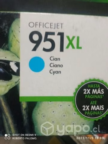 Tintas HP 951xl colores originales de alta