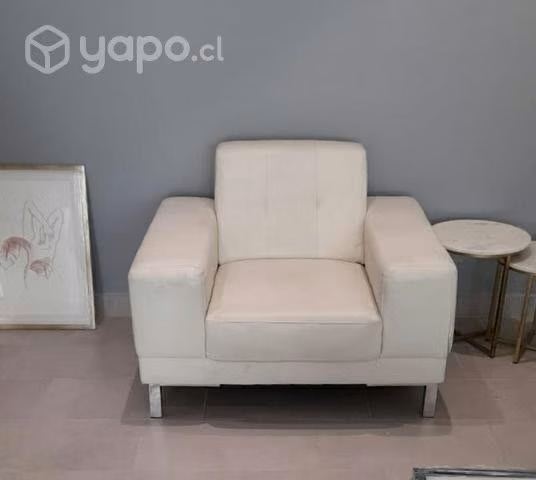 Sofá blanco cuero 100%