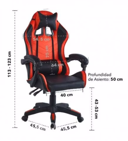 Silla Gamer Reclinable/altura Ajustable Roja