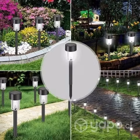 Pack 10 Estacas Focos LED Solares Negro
