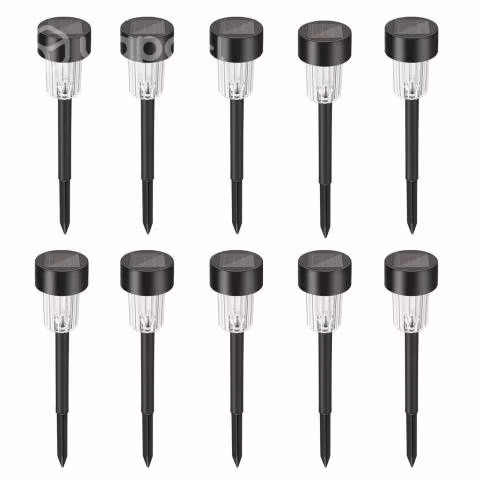 Pack 10 Estacas Focos LED Solares Negro