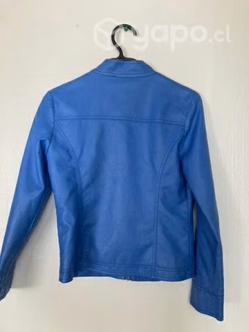 Chaqueta de cuero azul, talla S - Imagen 2