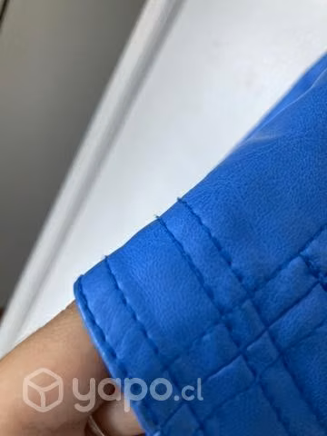 Chaqueta de cuero azul, talla S - Imagen 3