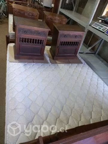 Cama de madera + colchon y 2 veladores - Imagen 2