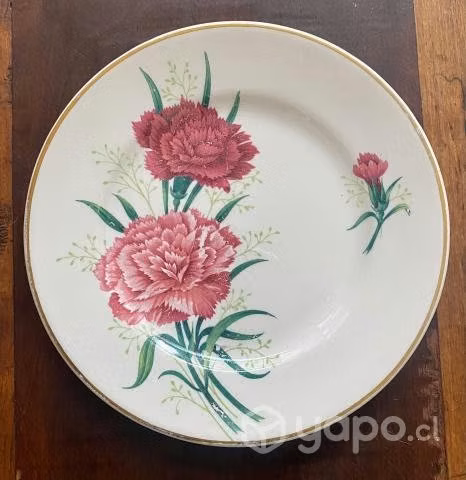 Plato decorativo. Claveles. Vintage, inglés