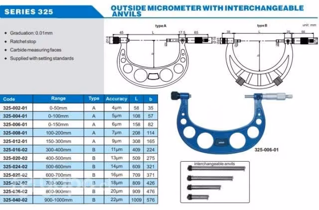 MICROMETRO EXTERIOR 700-800mm 0.01mm ACCUD