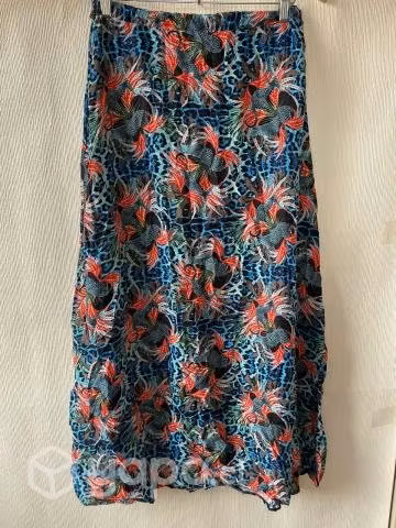 Falda larga azul/rosa Talla S