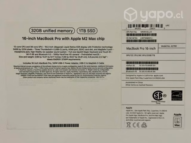 Macbook Pro 16 M2 Max 32gb Ram 1TB Ssd Nuevo 2023