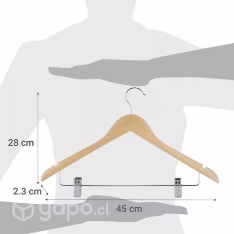 Pack 20 colgadores madera con pinzas metálicas