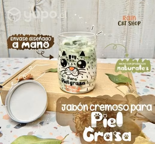 Jabon cremoso batido fácil y manos Exfoliante Gato