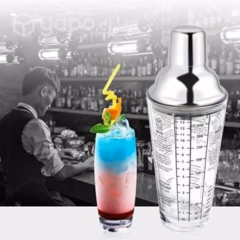 Coctelera De Vidrio Con Recetas Impresas