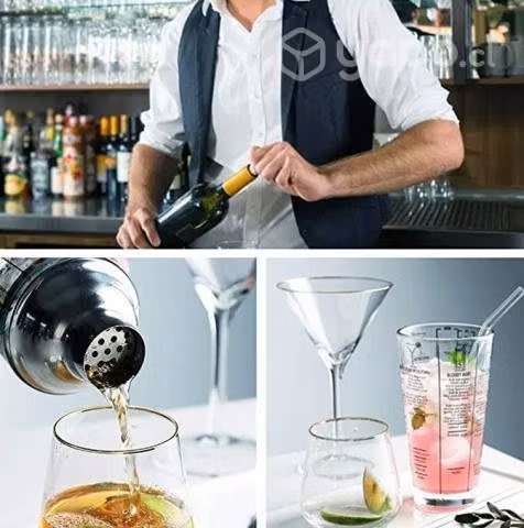 Coctelera De Vidrio Con Recetas Impresas