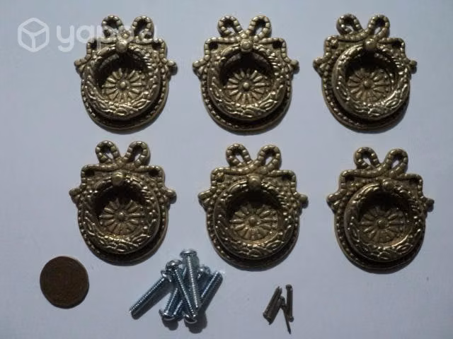 Jgo. 6 Tiradores De Bronce Con Diseño